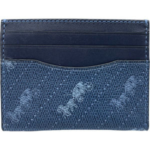 Coach Slim ID Card Case Horse And Carriage Dot Print Blue White C4287